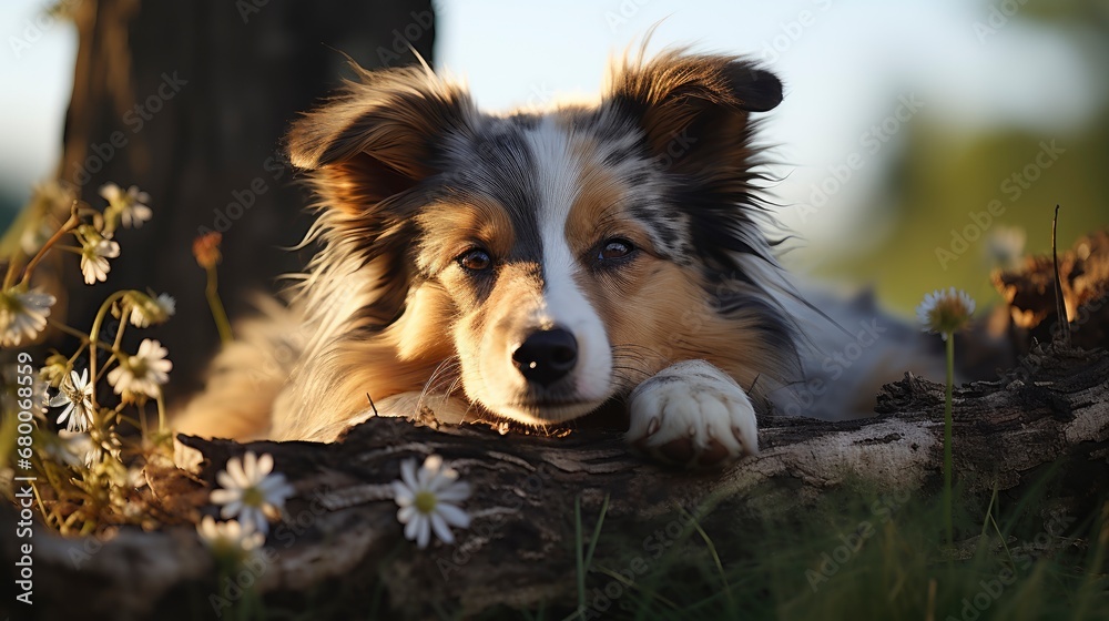 A Mixed-Breed Dog Napping Under A Shady Tree Shade , Background For Banner, HD A Mixed-Breed Dog Napping Under A Shady Tree Shade , Background For Banner, HD