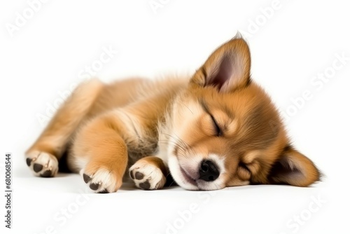 sleeping dog Isolated on white background