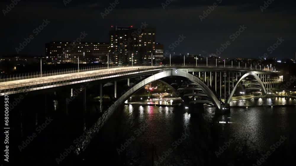 Stockholm, Sweden A timelapse of traffic over the Western Bridge at night. Stockholm, Sweden A timelapse of traffic over the Western Bridge at night.