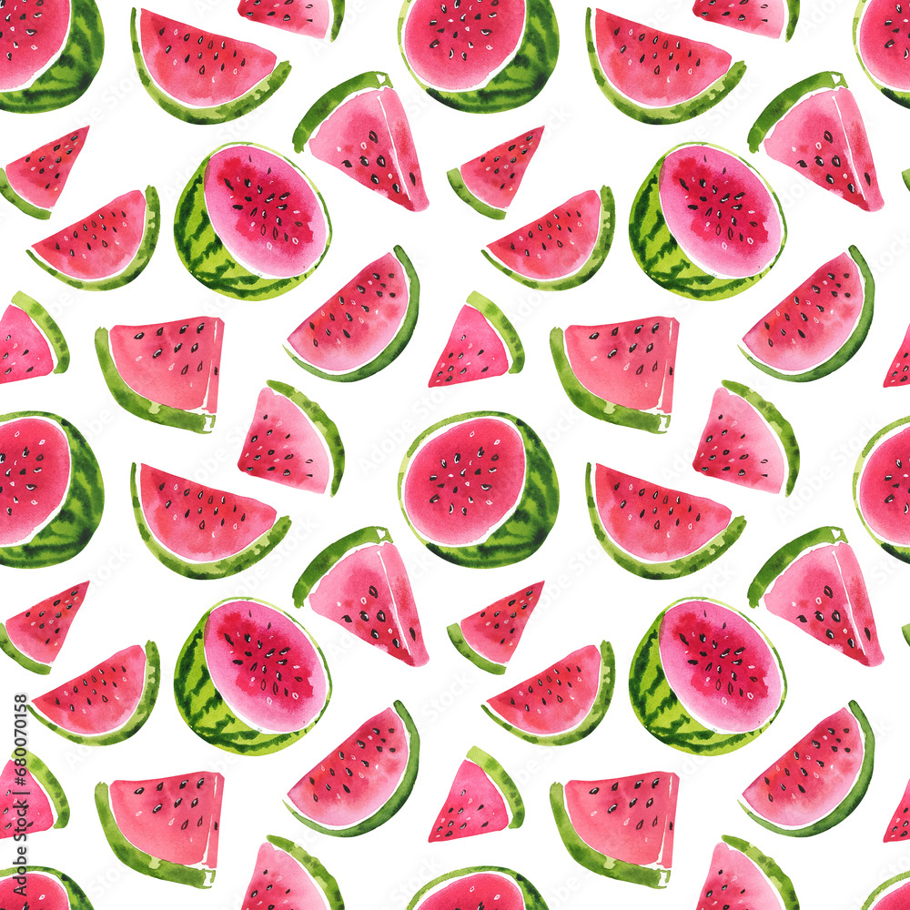 watercolor seamless pattern of watermelons hand painted illustration for sweet summer designs watercolor seamless pattern of watermelons hand painted illustration for sweet summer designs