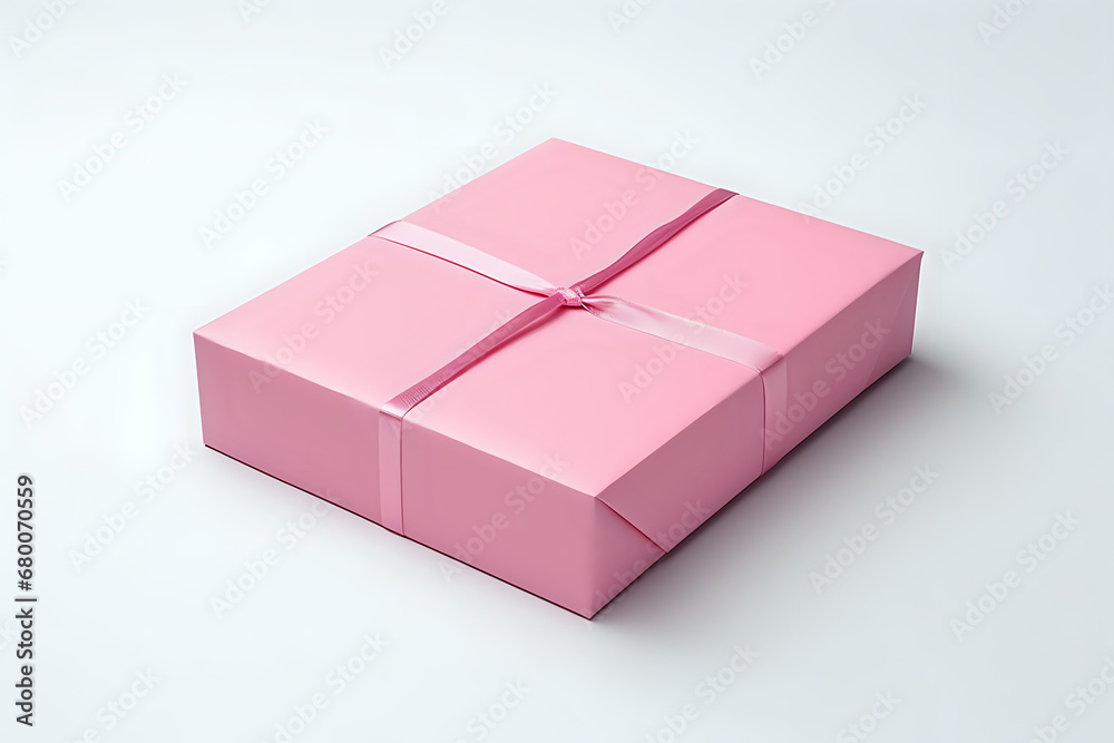 pink gift box with ribbon. Generative AI