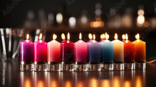 A Display Of Multi-Colored Hanukkah Candles Hanuk , Background For Banner, HD