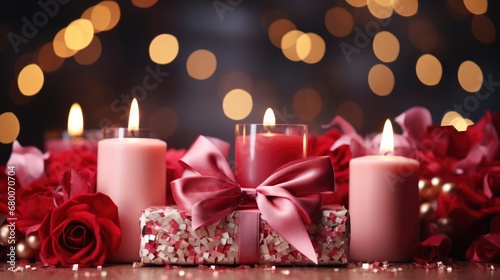 A Display Of Themed Holiday Candles With Mistleto    Background For Banner  HD