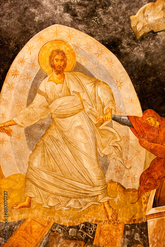 Anastasis fresco, Parecclesion, Church of the Holy Saviour in Chora or Kariye Camii, Istanbul, Turkey photo