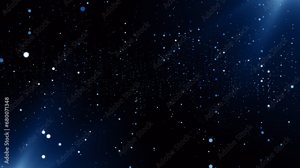 Fototapeta premium Particles bokeh abstract blue event game trailer titles cinematic openers digital technology concert background