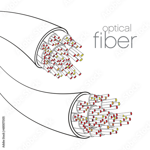 Optical fiber cable components drawing illustration