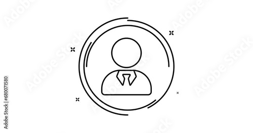 businessman animated outline icon with alpha channel. businessman rotation appearance 4k video animation for web, mobile and ui design