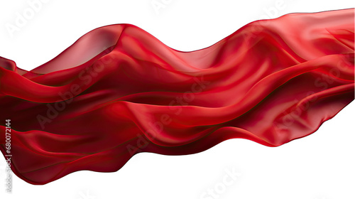 Red Silk Fabric Waving Elegantly Isolated on Transparent or White Background, PNG