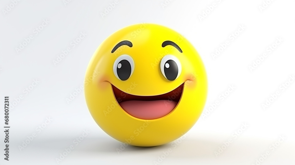 Fototapeta premium 3D Rendering happy emoji isolated on white background