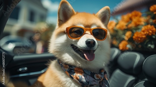 A Content Mixed-Breed Dog Enjoying A Car Ride , Background For Banner, HD