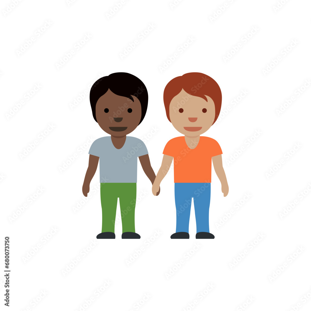 People Holding Hands: Medium Skin Tone, Dark Skin Tone People Holding Hands: Medium Skin Tone, Dark Skin Tone
