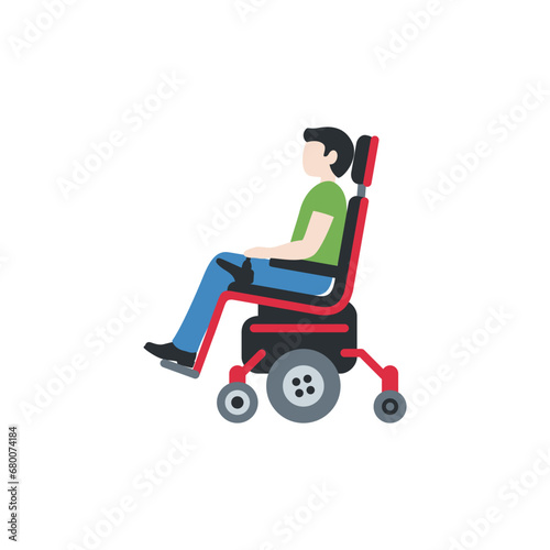 Man in Motorized Wheelchair: Light Skin Tone