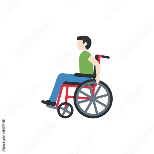 Man in Manual Wheelchair: Light Skin Tone 