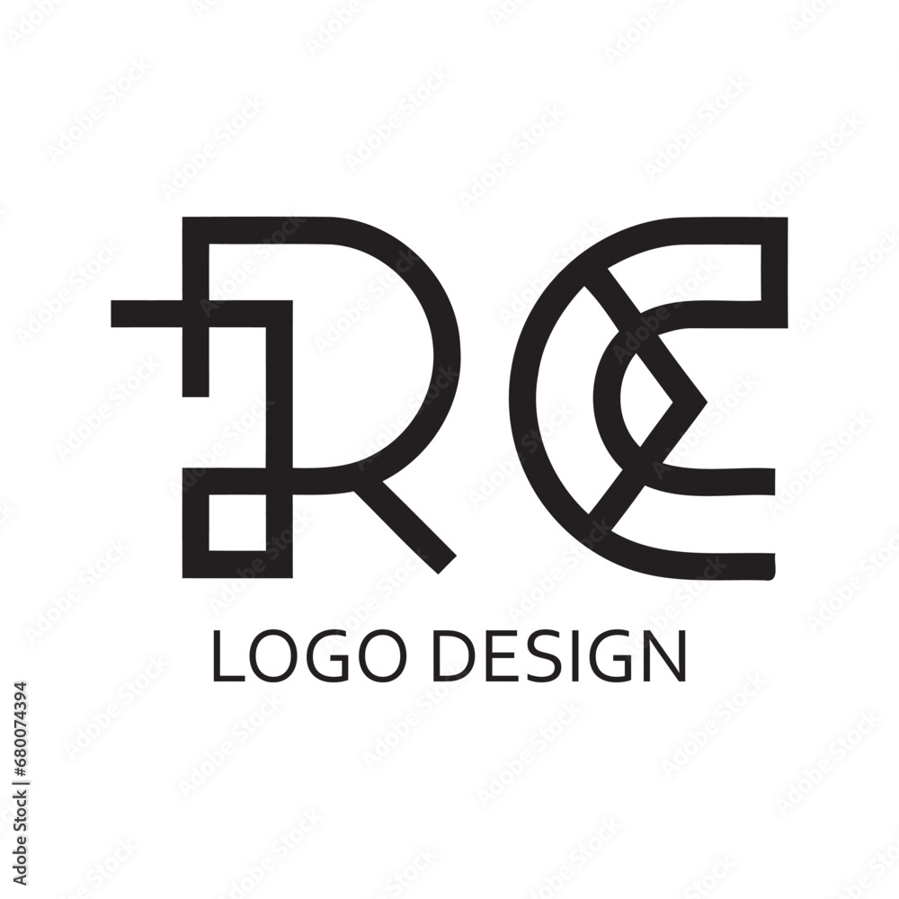 Simple Black Letter RC For Logo Company Design Stock Vector | Adobe Stock