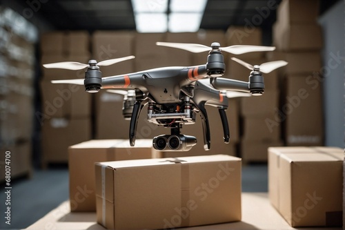 Advanced Technologies: Quadcopter Drone Sorting Mail Packages in a Post Office