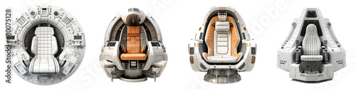 Set of Futuristic Rocket Cockpit Control Panel Illustration,  Set of Spaceship Dashboard and Pilot Control Room
