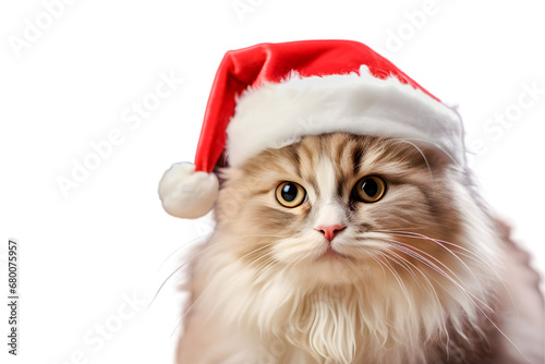 Portrairt cat in santa claus hat photo