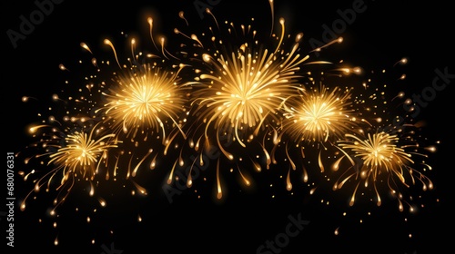 Fireworks on black background. illustration for New Year and Christmas.