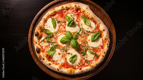 Top view of Italian Margherita Pizza
