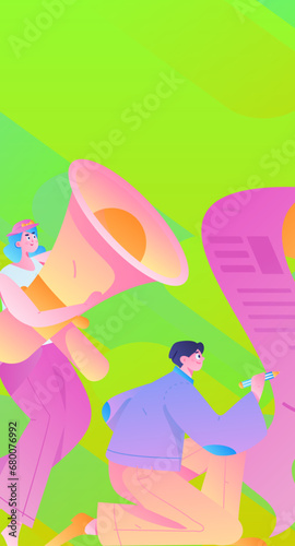 Person interviewing for job flat vector concept operation hand drawn illustration
