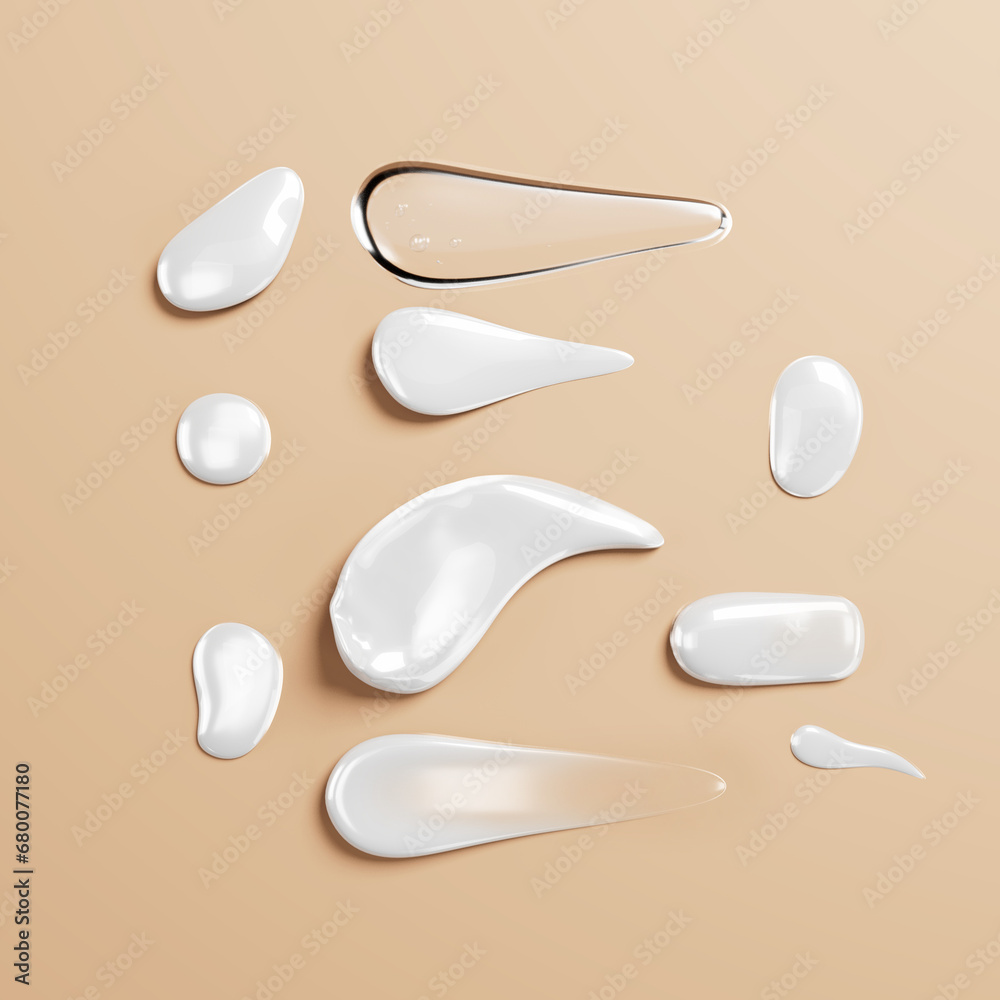 cosmetic smears cream texture on pastel background.3d illustration. cosmetic smears cream texture on pastel background.3d illustration.