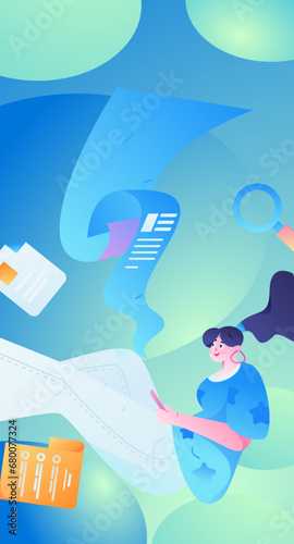 Person interviewing for job flat vector concept operation hand drawn illustration
