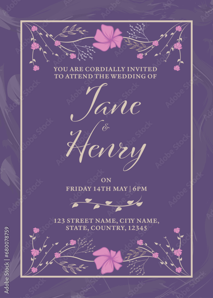 Elegant Wedding Invitation Card Design With Venue Details. Elegant Wedding Invitation Card Design With Venue Details.