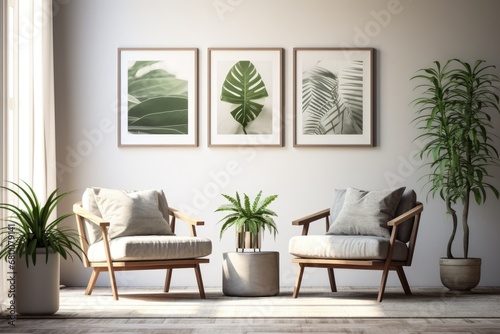 Plants in a minimalist room space.