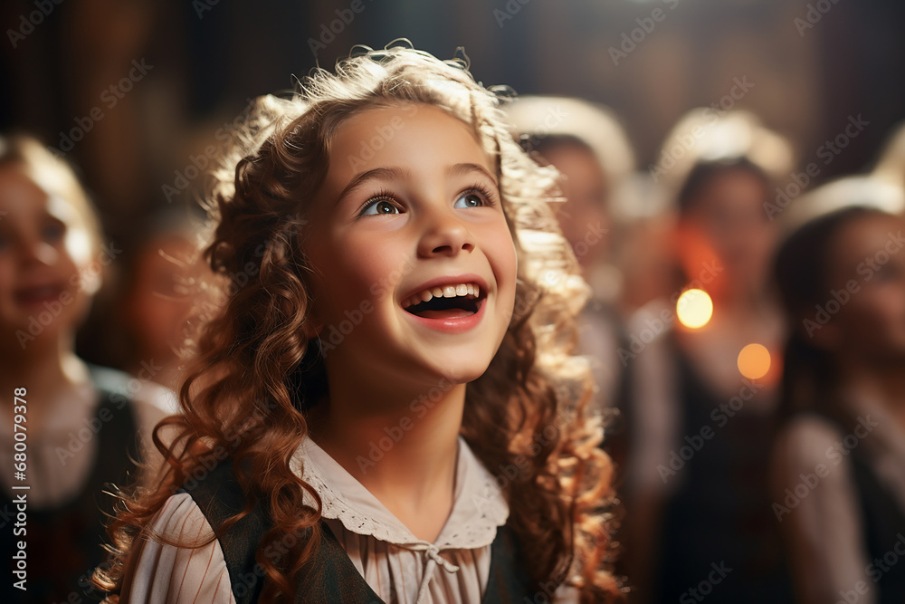 A girl student singing in the choir. A girl student singing in the choir.