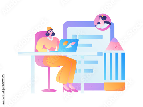 Person interviewing for job flat vector concept operation hand drawn illustration
