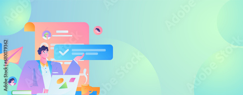 Person interviewing for job flat vector concept operation hand drawn illustration
