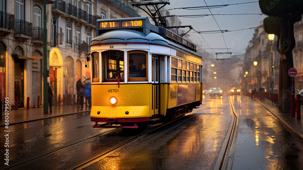 Tram in Lisbon Portugal