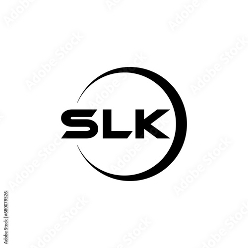 SLK letter logo design with white background in illustrator, cube logo, vector logo, modern alphabet font overlap style. calligraphy designs for logo, Poster, Invitation, etc. photo