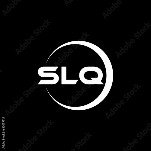 SLQ letter logo design with black background in illustrator, cube logo, vector logo, modern alphabet font overlap style. calligraphy designs for logo, Poster, Invitation, etc.