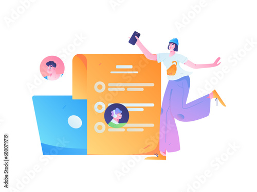 Person interviewing for job flat vector concept operation hand drawn illustration
