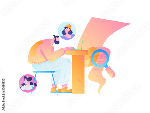 Person interviewing for job flat vector concept operation hand drawn illustration
