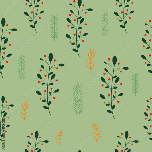 Seamless cute pattern with plants