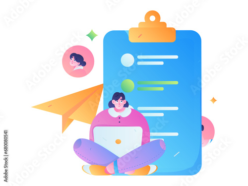 Person interviewing for job flat vector concept operation hand drawn illustration
