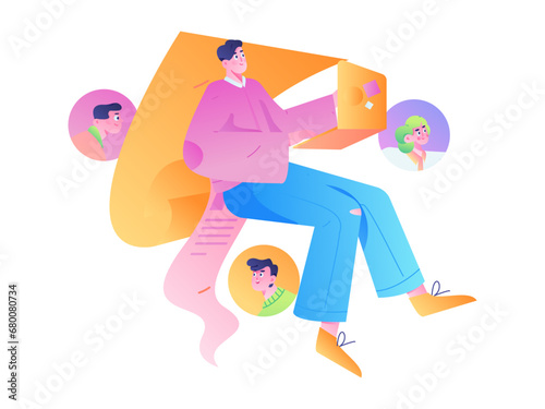Person interviewing for job flat vector concept operation hand drawn illustration
