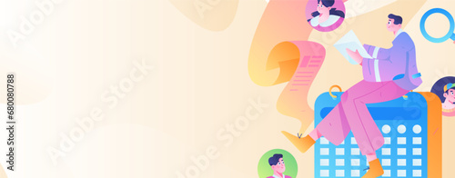 Person interviewing for job flat vector concept operation hand drawn illustration
