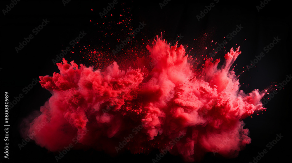 Red Powder Explosion Abstract on Dark Background - Dynamic Texture and Artistic Chaos Red Powder Explosion Abstract on Dark Background - Dynamic Texture and Artistic Chaos