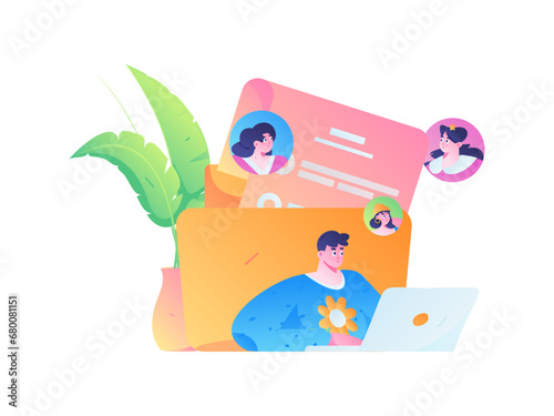 Person interviewing for job flat vector concept operation hand drawn illustration
