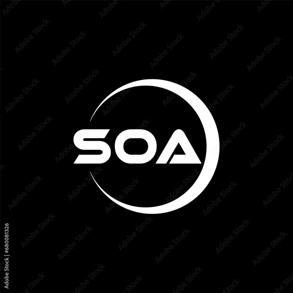 SOA letter logo design with black background in illustrator, cube logo, vector logo, modern alphabet font overlap style. calligraphy designs for logo, Poster, Invitation, etc. SOA letter logo design with black background in illustrator, cube logo, vector logo, modern alphabet font overlap style. calligraphy designs for logo, Poster, Invitation, etc.