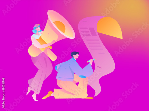 Person interviewing for job flat vector concept operation hand drawn illustration
