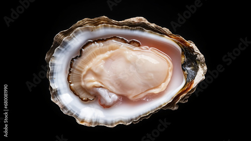 Top view of meat raw oyster