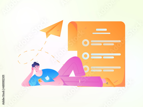 Person interviewing for job flat vector concept operation hand drawn illustration
