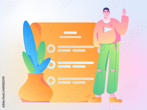 Person interviewing for job flat vector concept operation hand drawn illustration
