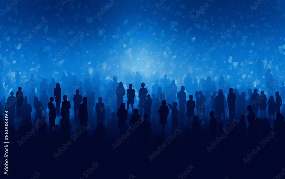 custom made wallpaper toronto digitaldynamic abstract concept where silhouetted figures form diverse postures, casting shadows on serene blue palette, captures a collective mood and a range of activities. Generative AI.