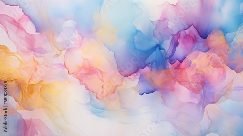 world of watercolor abstract art background. Soft pastel colors create a dreamy landscape, inviting you into a tale of creativity. #680084379