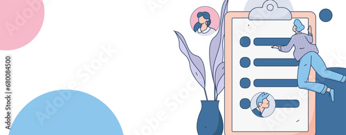 Person interviewing for job flat vector concept operation hand drawn illustration

